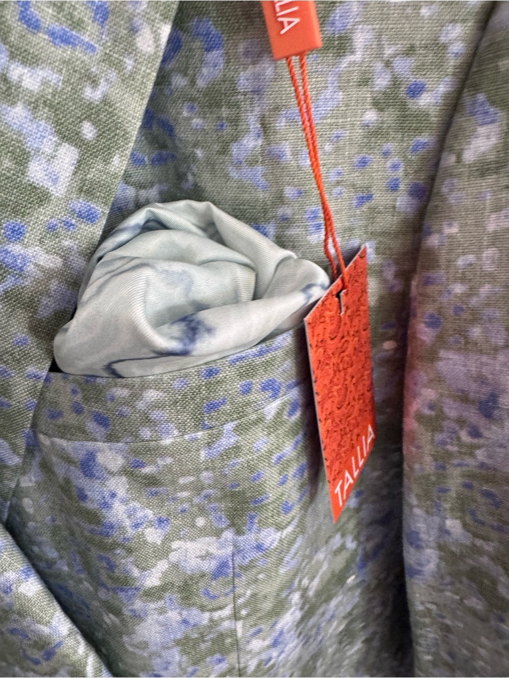 TALLIA Men’s Linen Light Green and Blue Floral-Print Men's Blazer size 42R - Picture 4 of 9